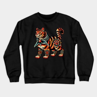 Traditional american cat tattoo Crewneck Sweatshirt